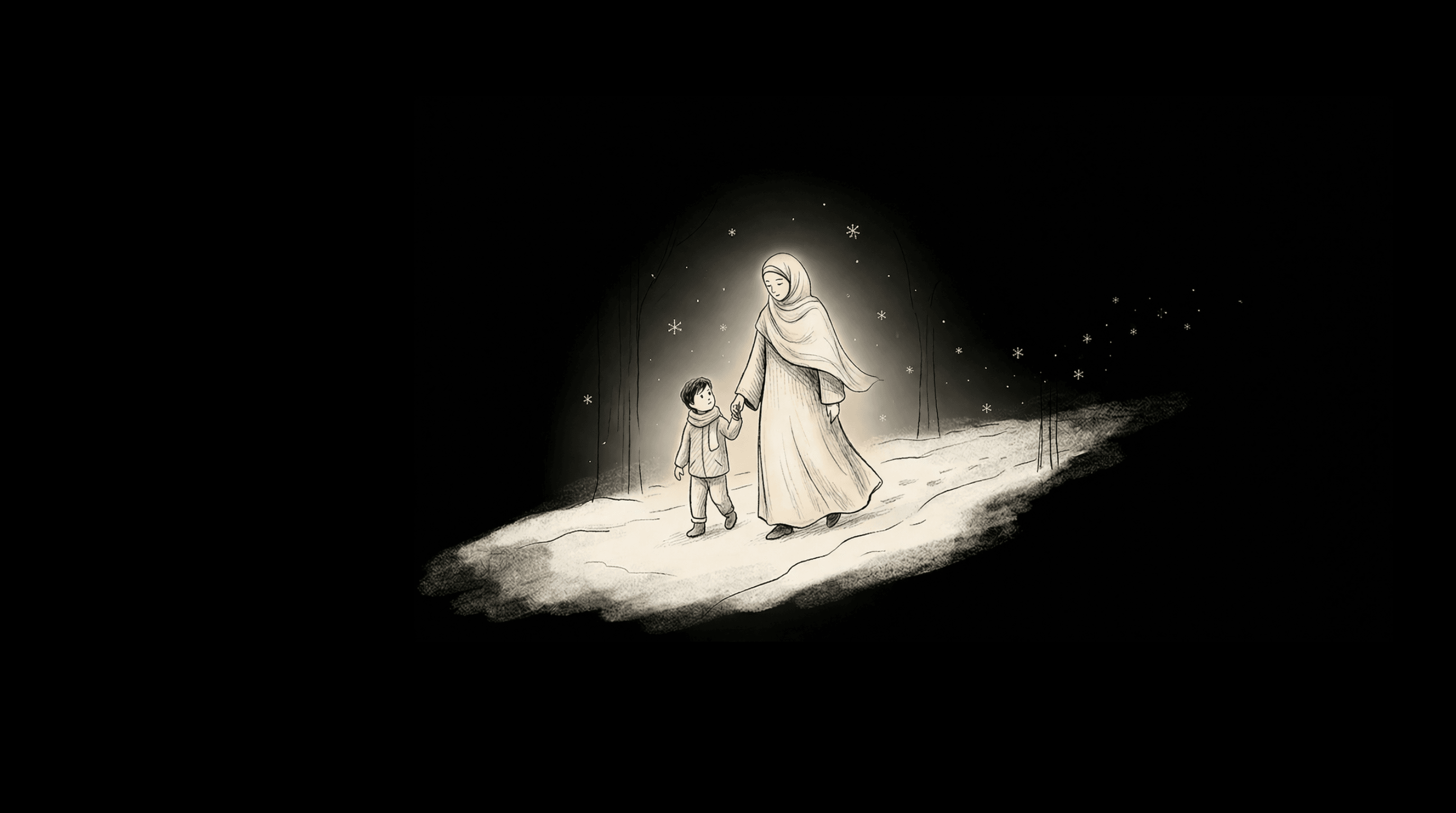 Ein Feldweg im Winter, Nebel über flachem Land